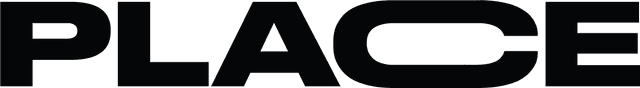 Logo spelling out 'PLACE' in big bold black letters